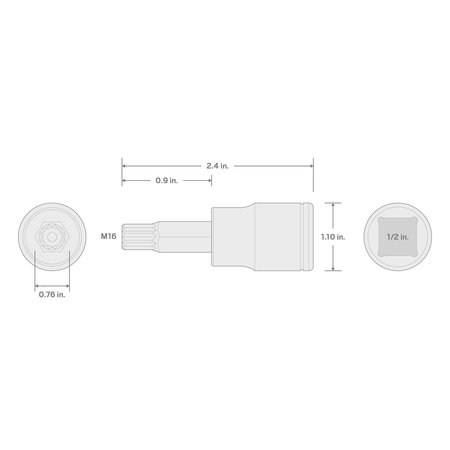 Tekton 1/2 Inch Drive x MT16 Tamper-Resistant Triple Square Bit Socket SHB29216